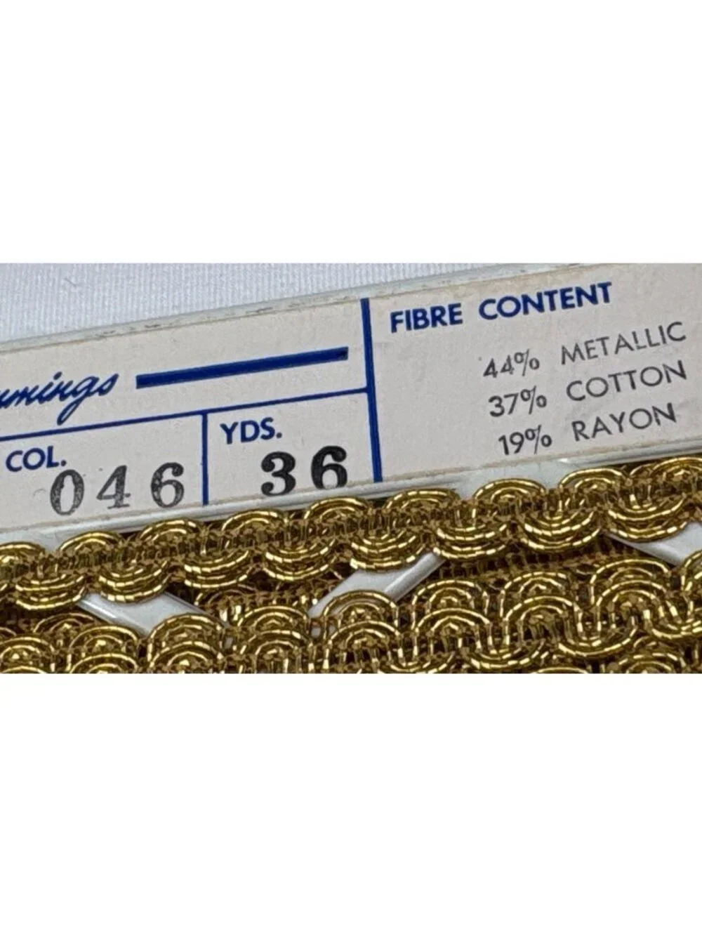 Embassy Trimmings Metallic Gold Braid Trim 1 yard Art 18-5024 Vintage Craft Supp